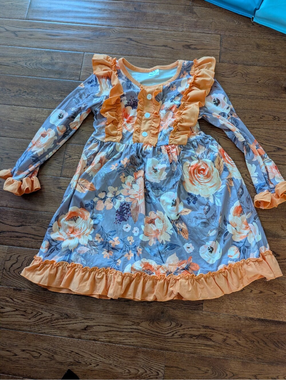 Sparkle in Pink Girl's Fall Floral Ruffle L/S Dress Size 3XL 8-9 NWOT